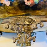 Cache pot, Napoleon III jardinière from the 19th century in barbotine and bronze.