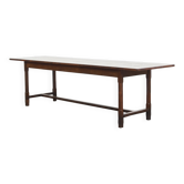 Antique English pine dining table for 6-8 people with oak base