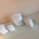 Suite of five Apilco porcelain spice jars / vintage 70s