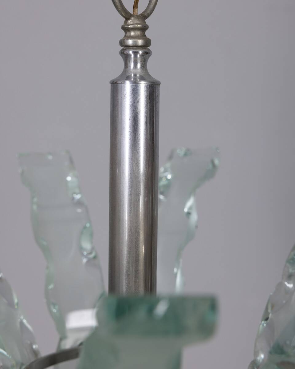 Vintage 70's worked glass chandelier design zeroquattro