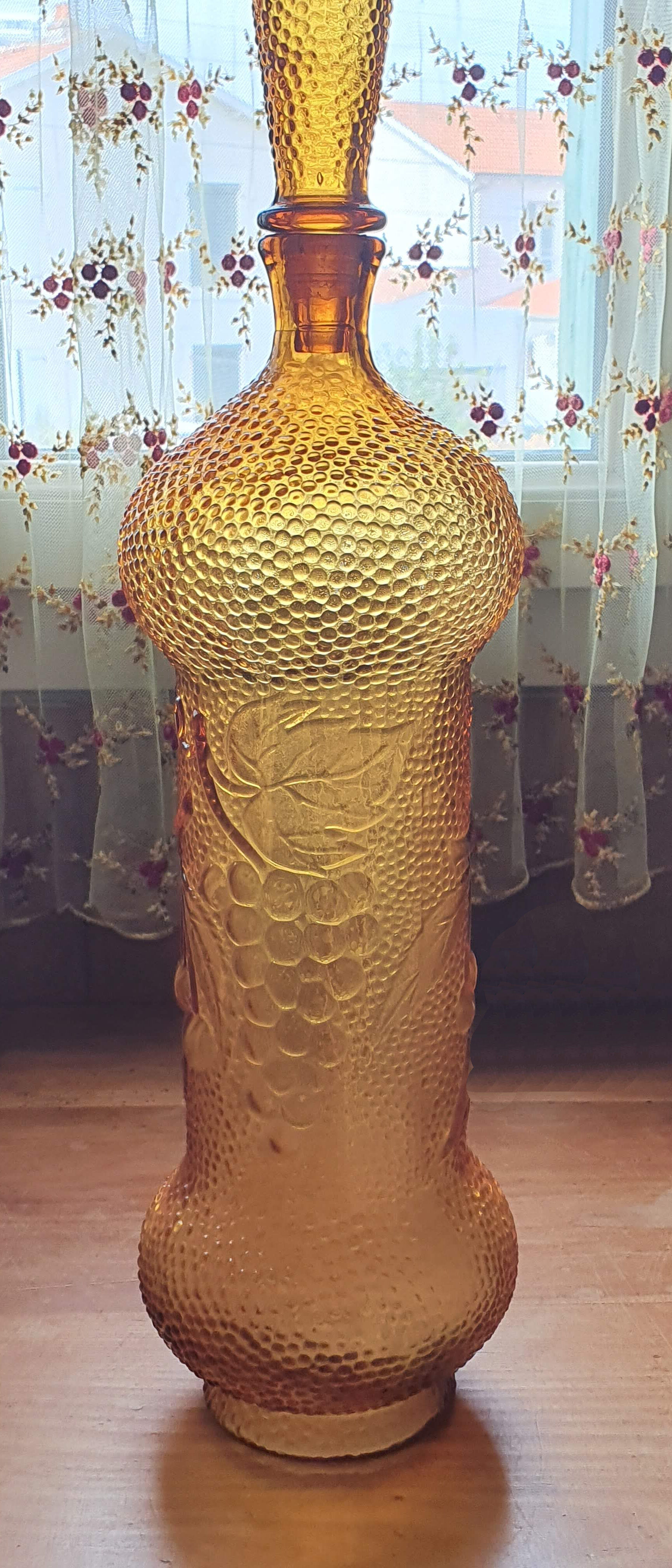 Carafe En Verre Ambré D'Italie, Empoli, Design Années 70, Très Bon état