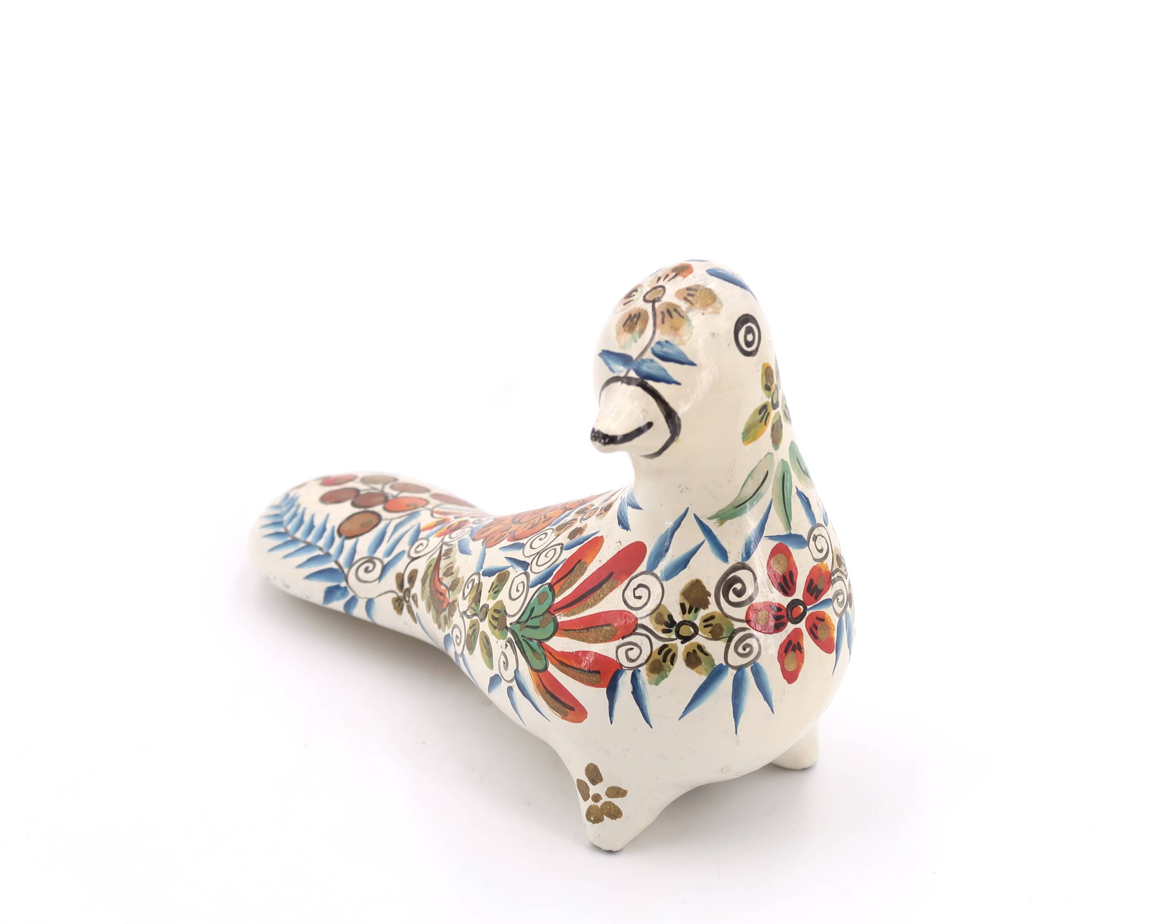 Multicolored ceramic folk bird from Mexico, 1970s