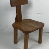 Brutalist oak low chair or children's chair, Dutch 1970s