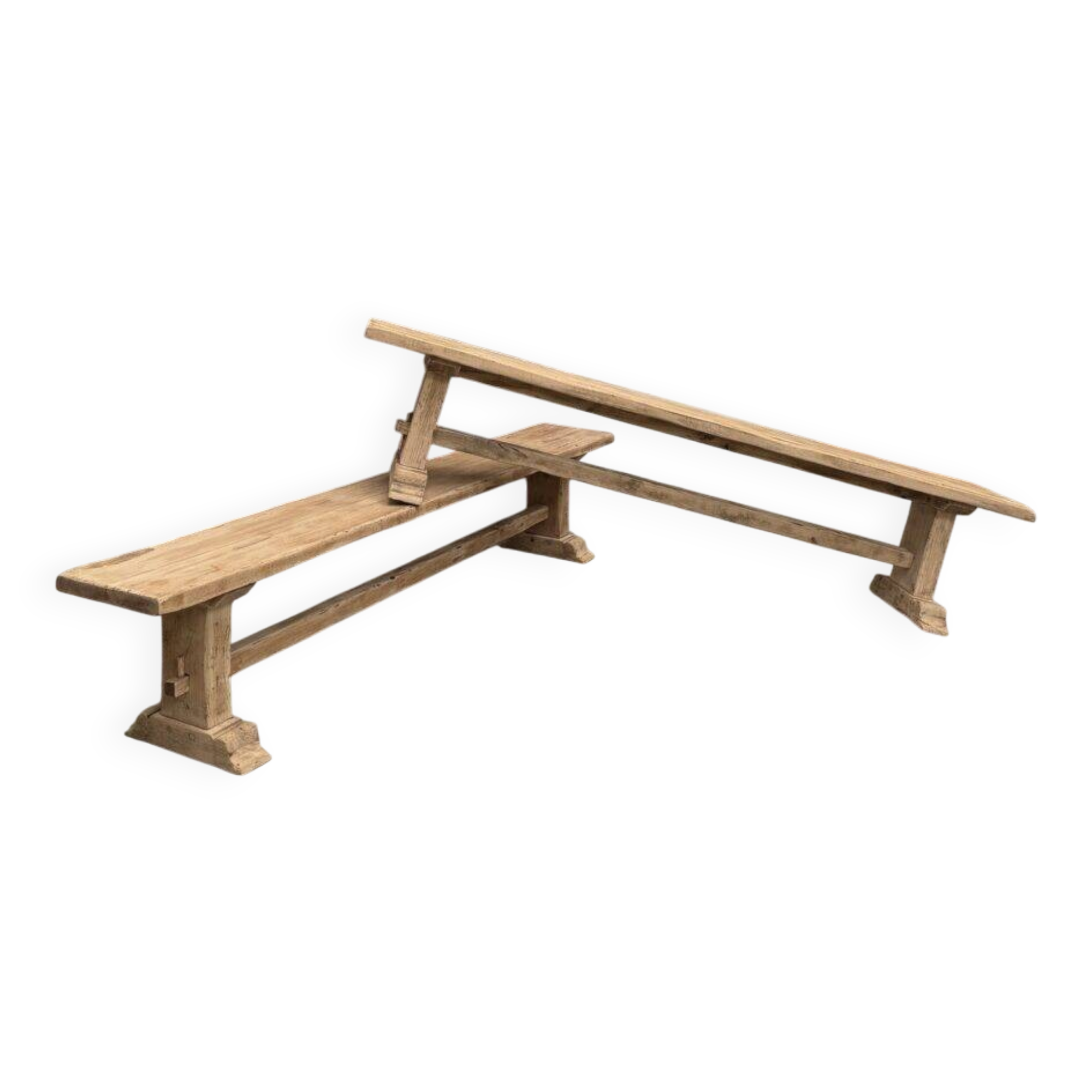 Pair of solid oak benches