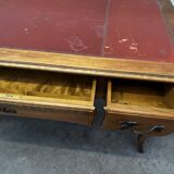 Louis XV Style Desk - Cherry Wood - Red Leather Top - with Extensions
