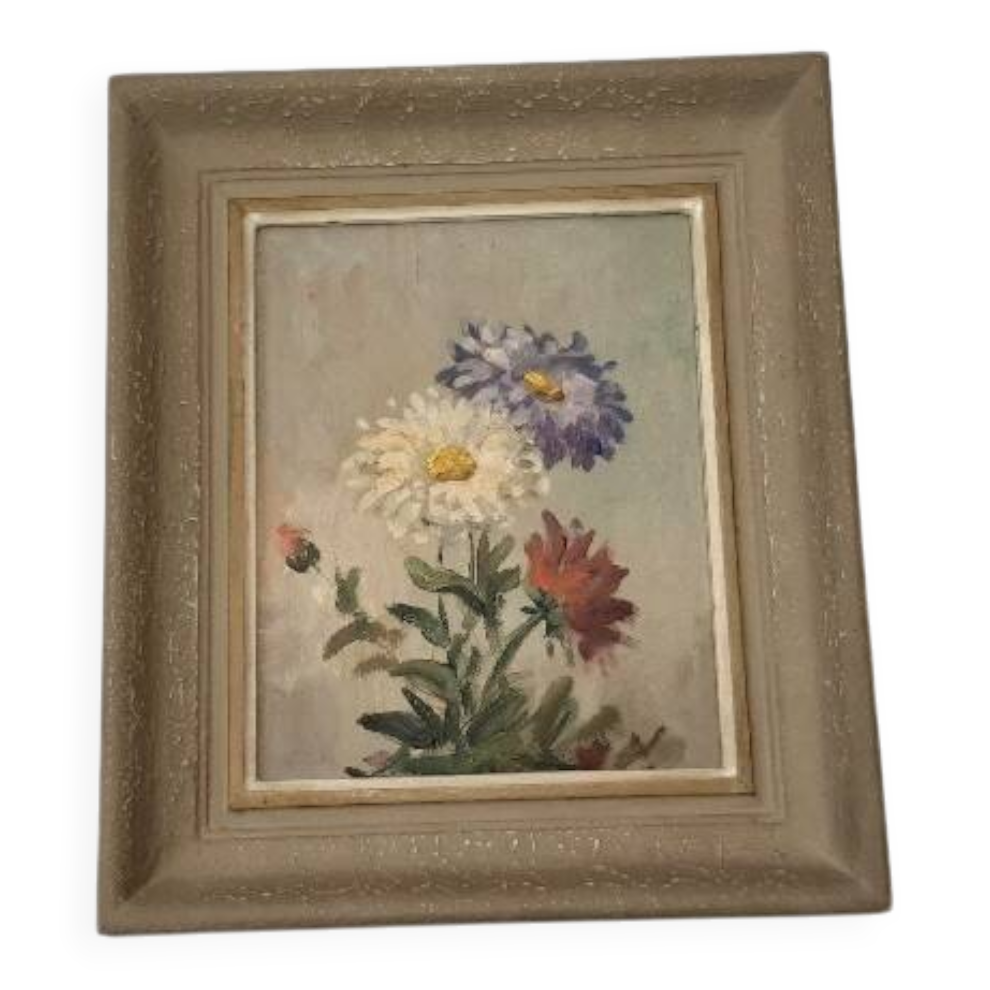 Antique floral painting from France, mid-20th century