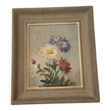 Antique floral painting from France, mid-20th century
