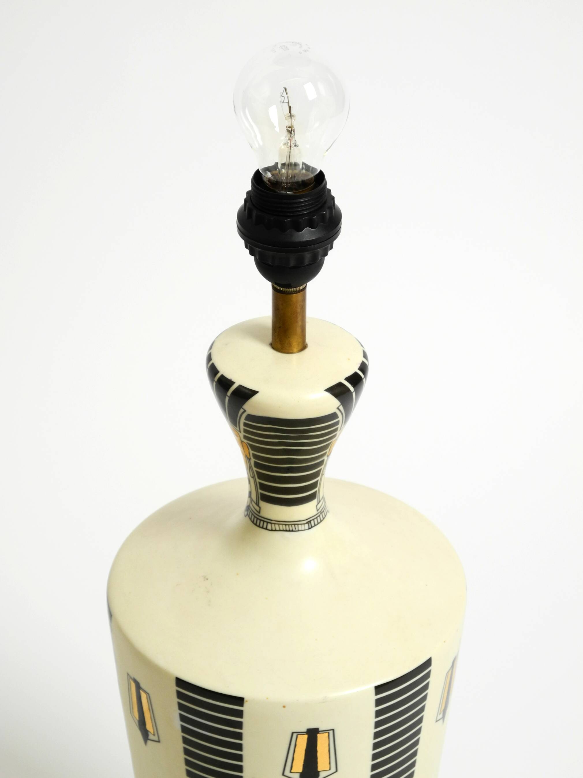 Large ceramic table lamp with Egyptian motifs by Nicolas Blandin, Paris