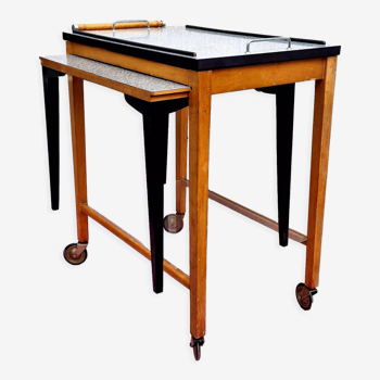 Art deco service trolley with integrated table and top