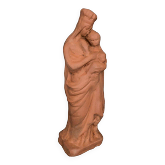 Vierge à l'Enfant en terre cuite XIXe modelage