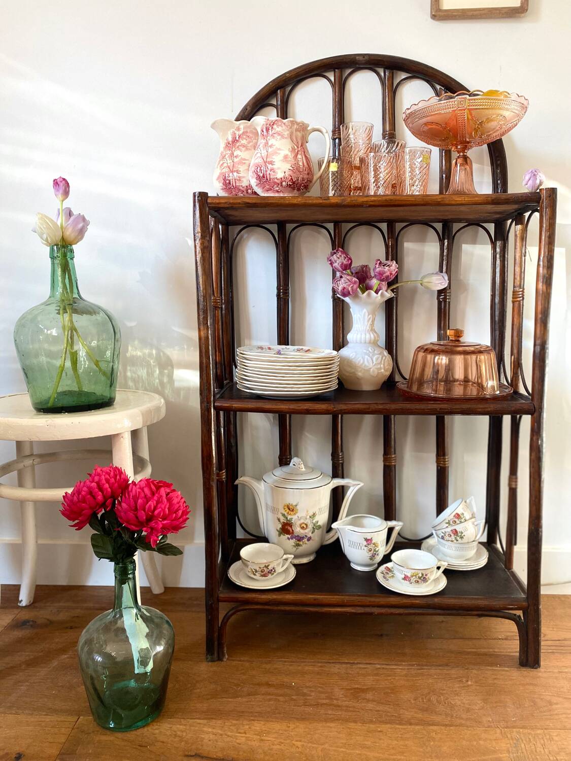 Vintage rattan bookcase