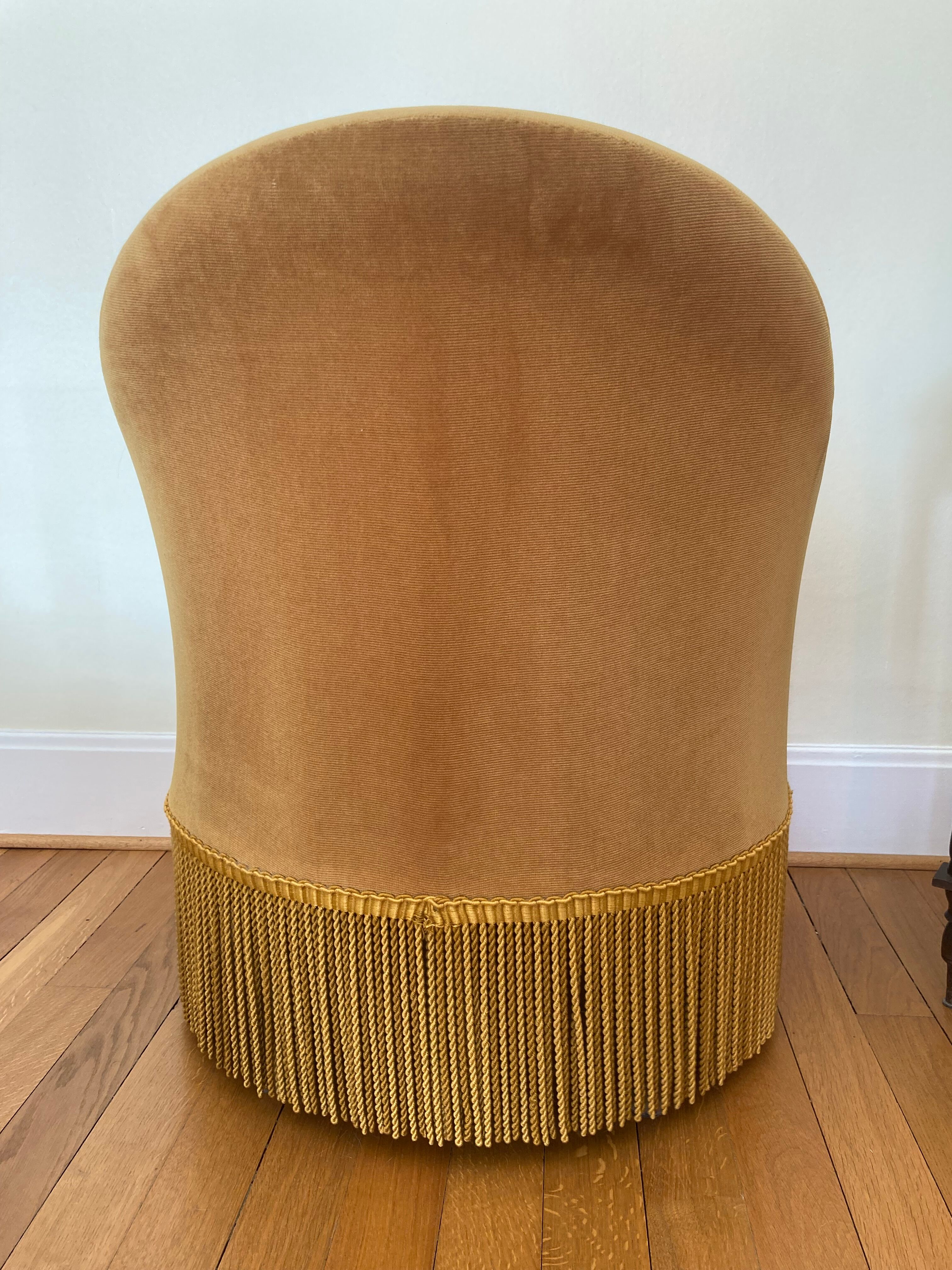 Mustard velvet toad armchair