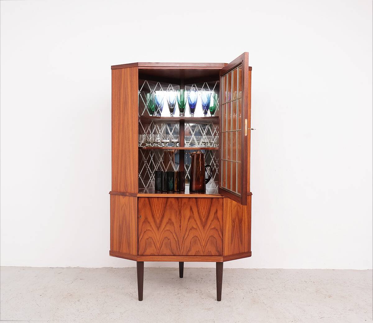 Danish rosewood corner display cabinet, 1960s