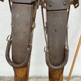 Wooden ski and its sticks