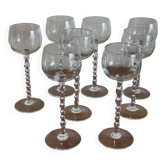 8 glasses with twisted stem and star pattern