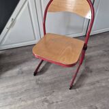 red metal and wood school chair for children