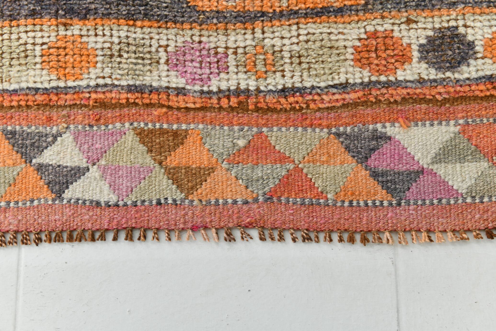 3x11 Turkish Navy Blue & Orange Vintage Runner Rug, 101x339Cm