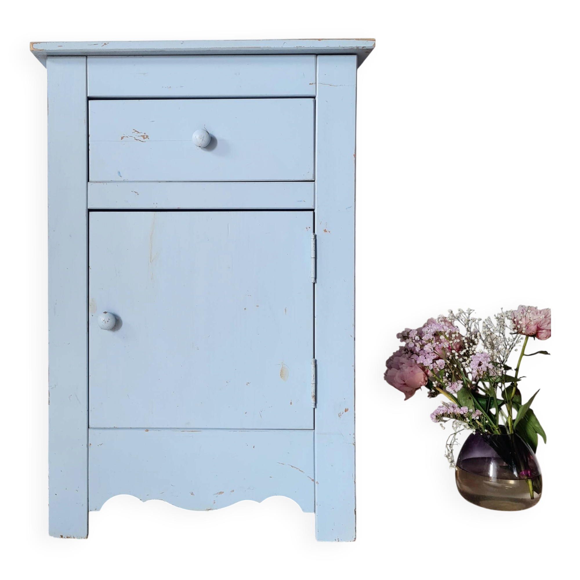 Meuble de rangement chiffonnier artisanal bleu