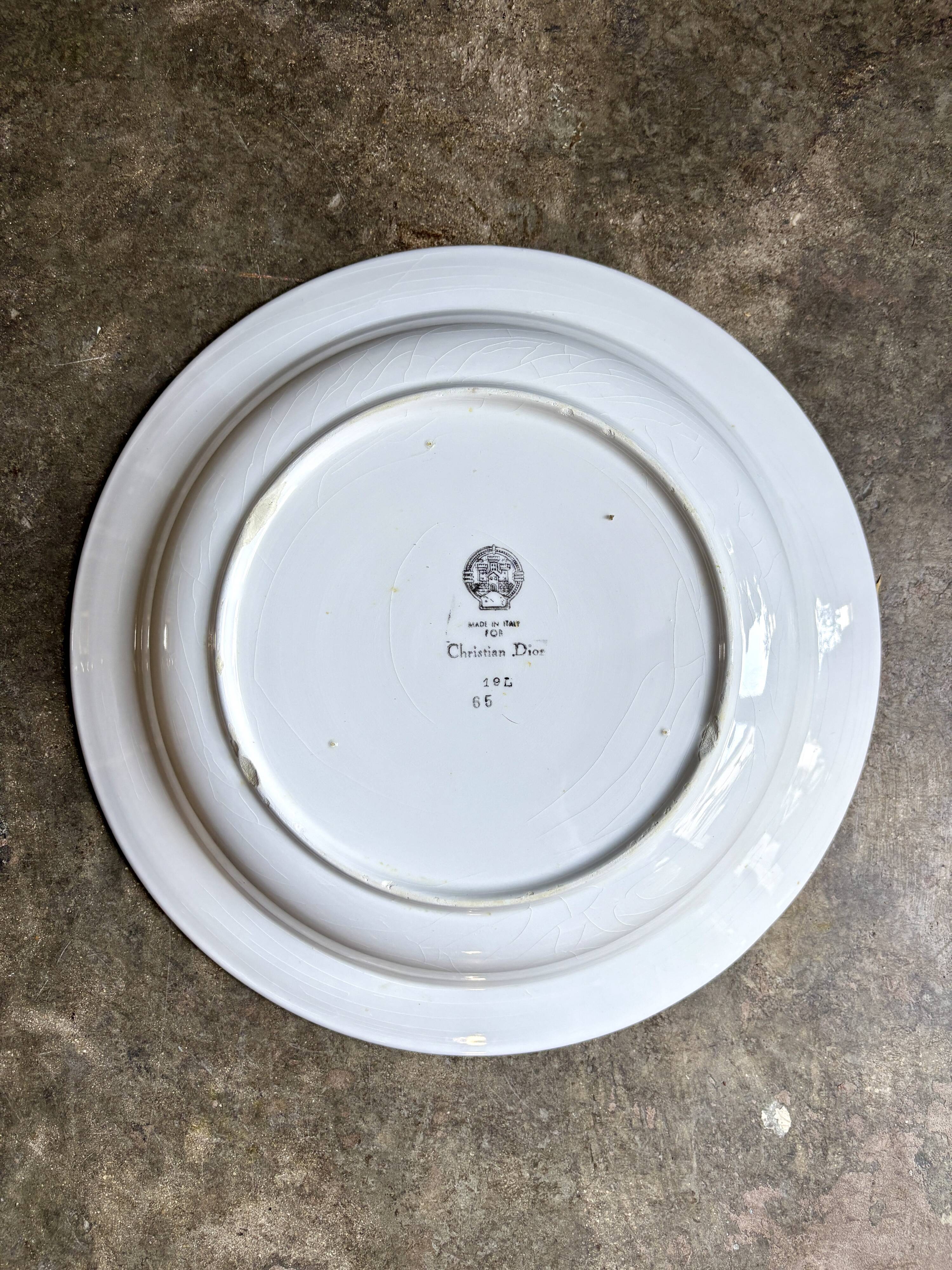 Large round hollow Christian Dior dish in Italian earthenware