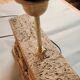 Rectangular living room lamp base in lava stone with relief decoration