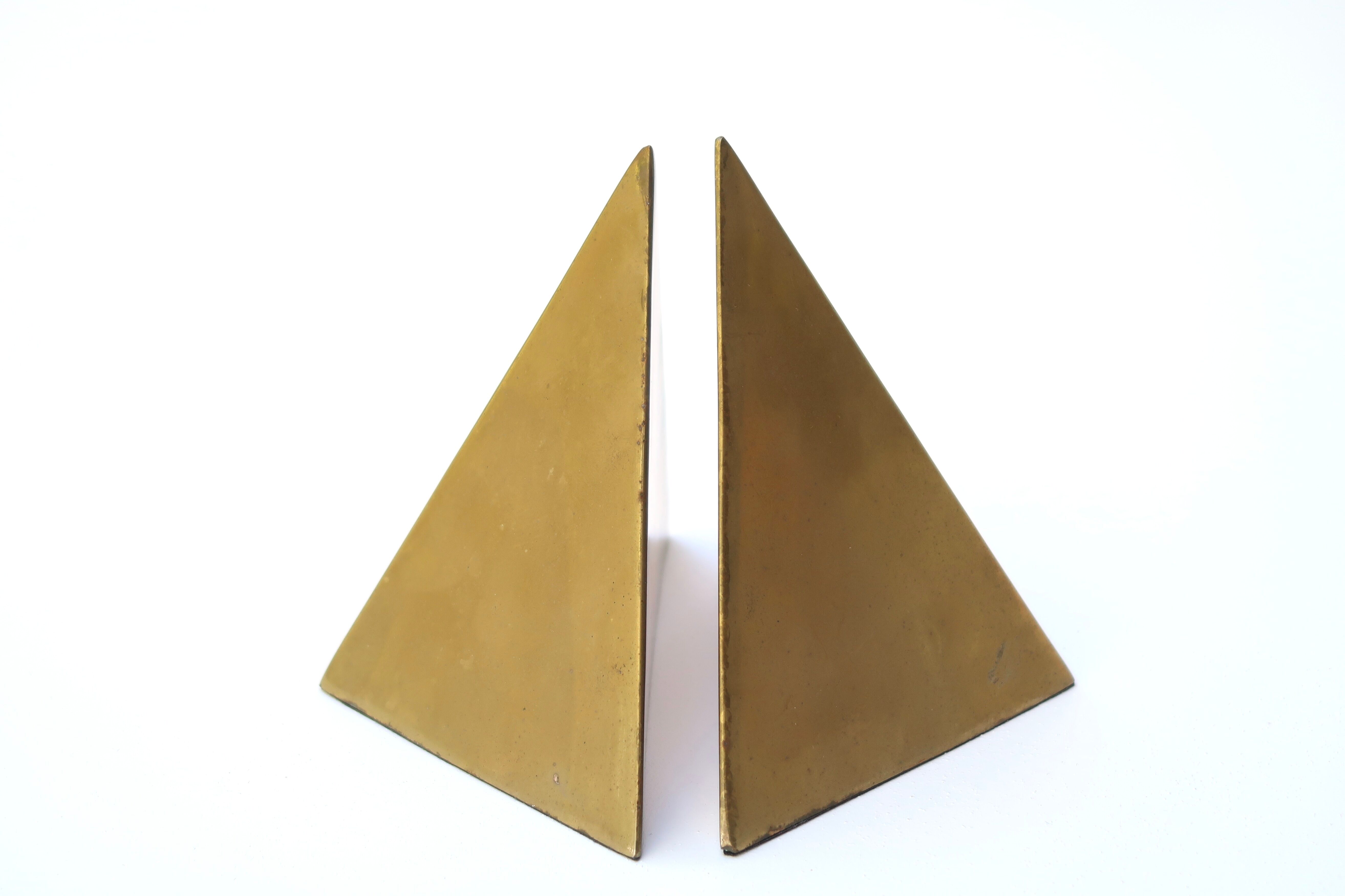 Brass "prism" bookends, 80s