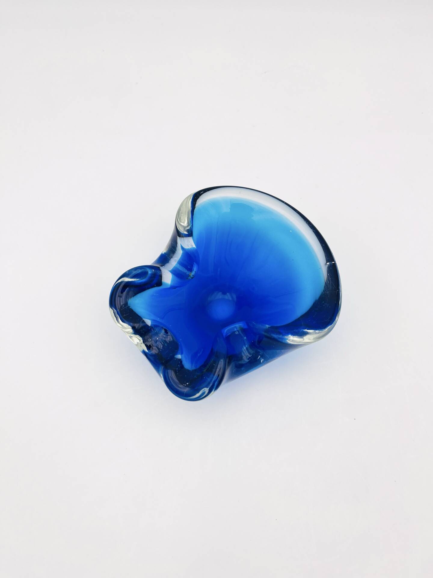 Vide-Poche Murano Sommerso Dégradé Bleu Polylobé 12cm 512g Design