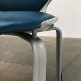 Stackable vintage leather dining chairs from the German space age by Fröscher, 1970s, set of 2.