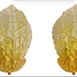 Pair of Murano glass and gold inlaid sconces Barovier Toso, Italy 1990