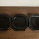 Set of 3 octagonal glazed earthenware plates with pearls, Biot 1950.