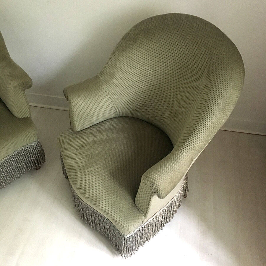 Paire de fauteuils crapaud vert