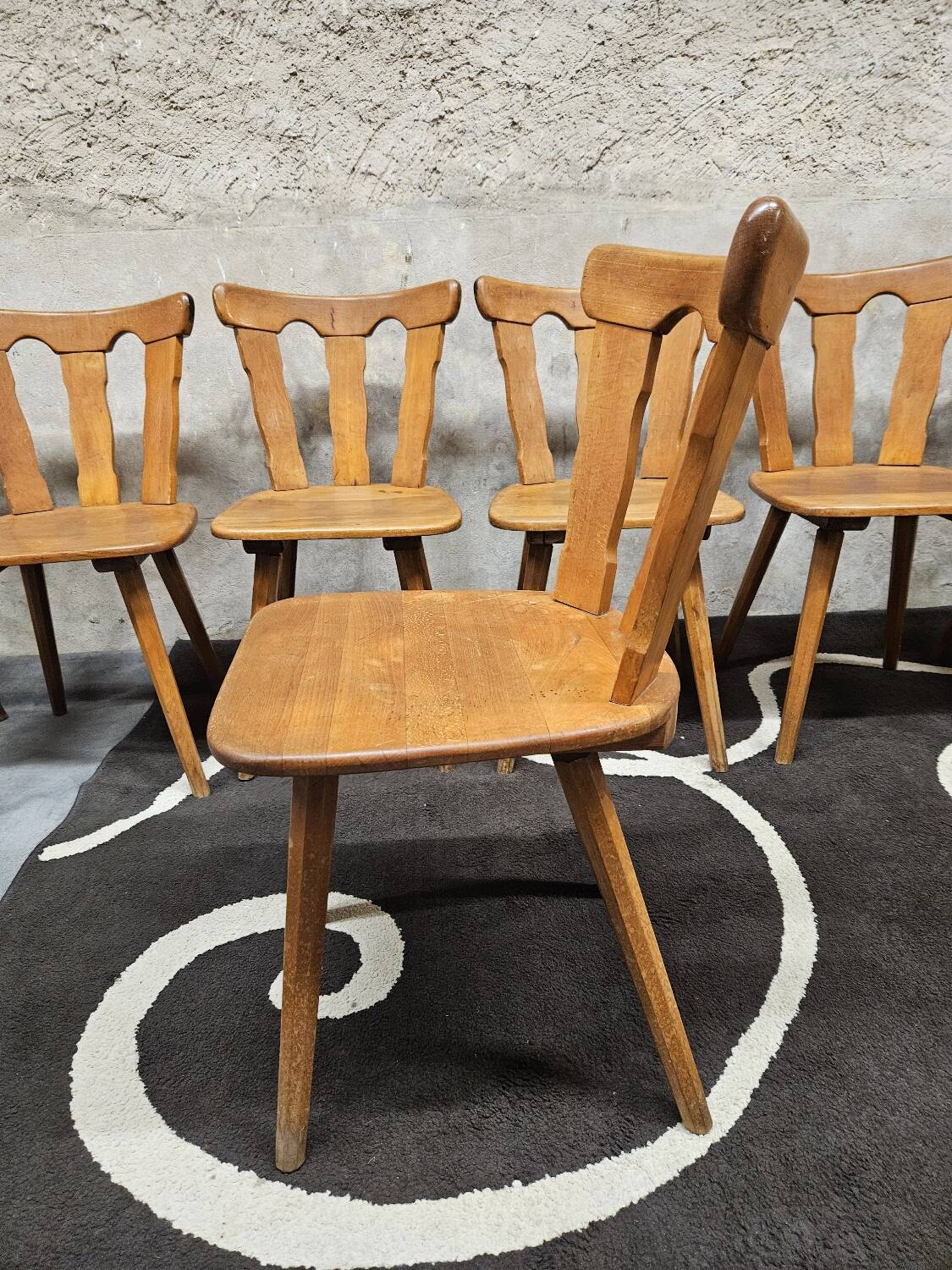 12 wooden bistro chairs, 1970