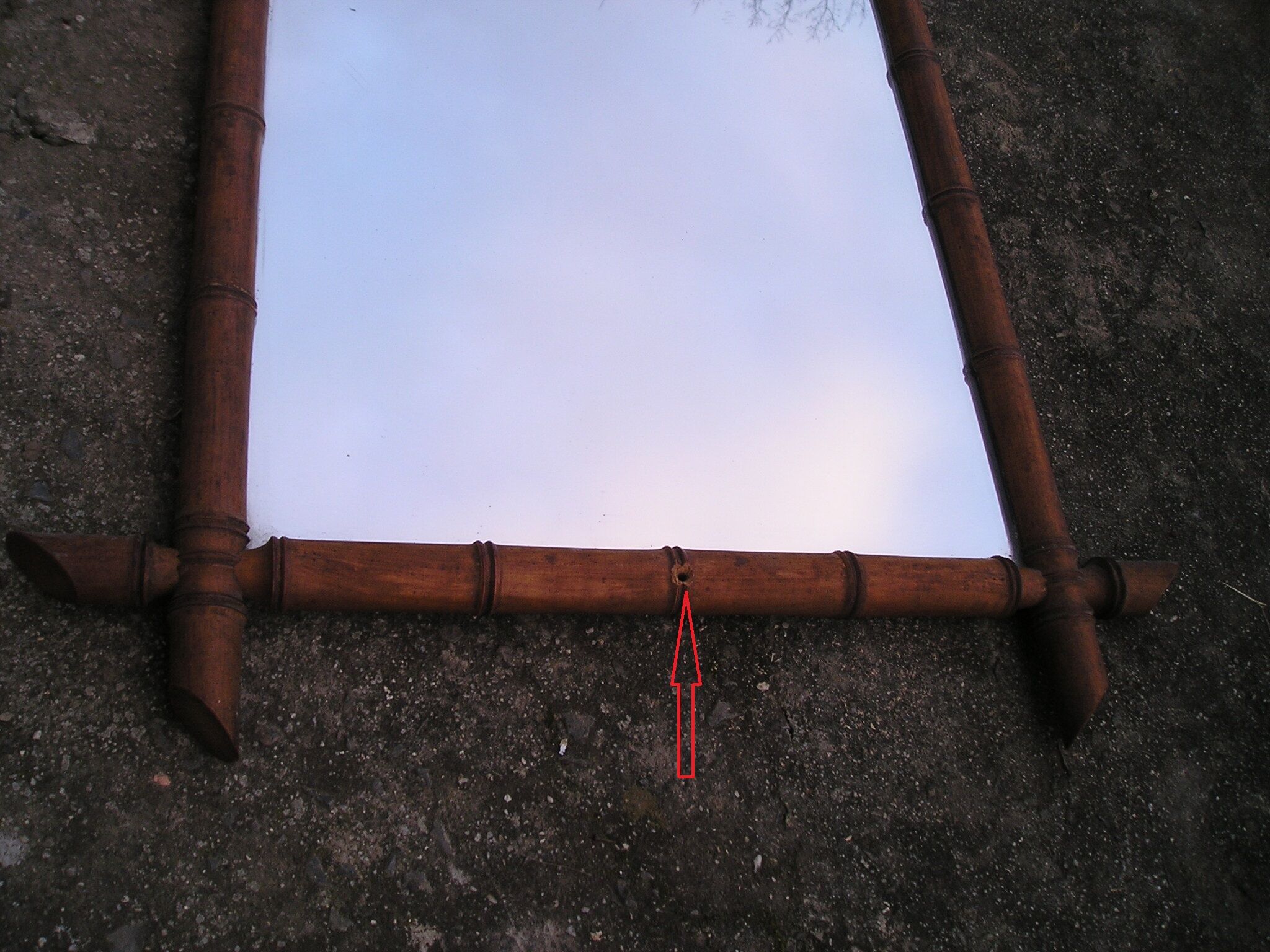 Bamboo mirror early XXth 86x65cm