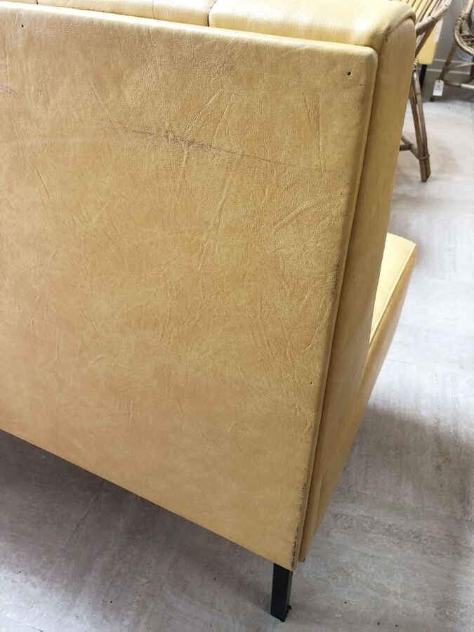 Yellow vintage bistro bench, 1960