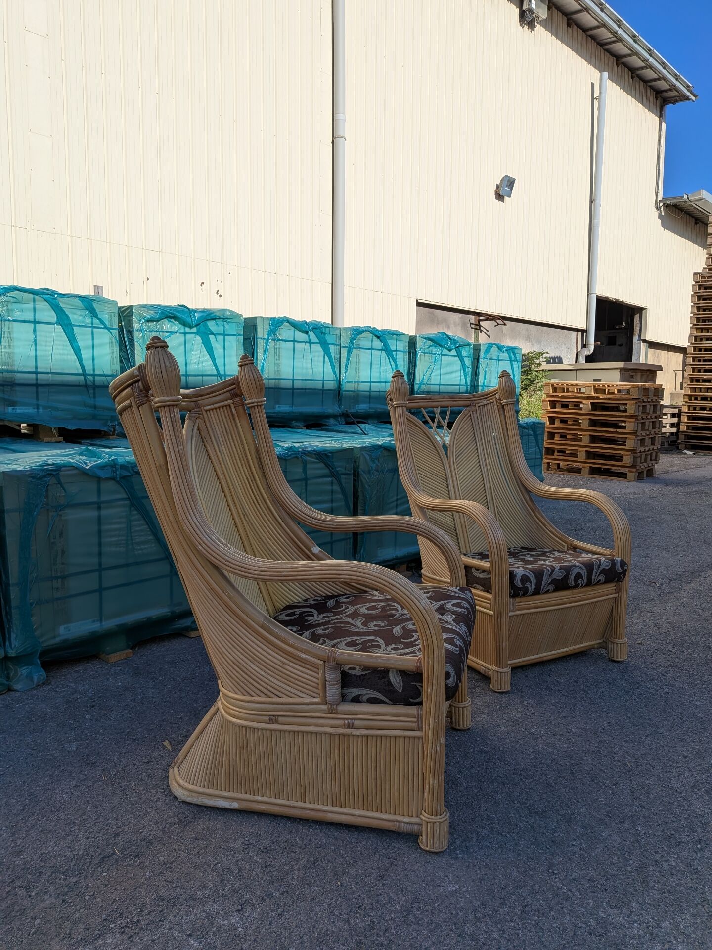 Pair of rattan armchairs