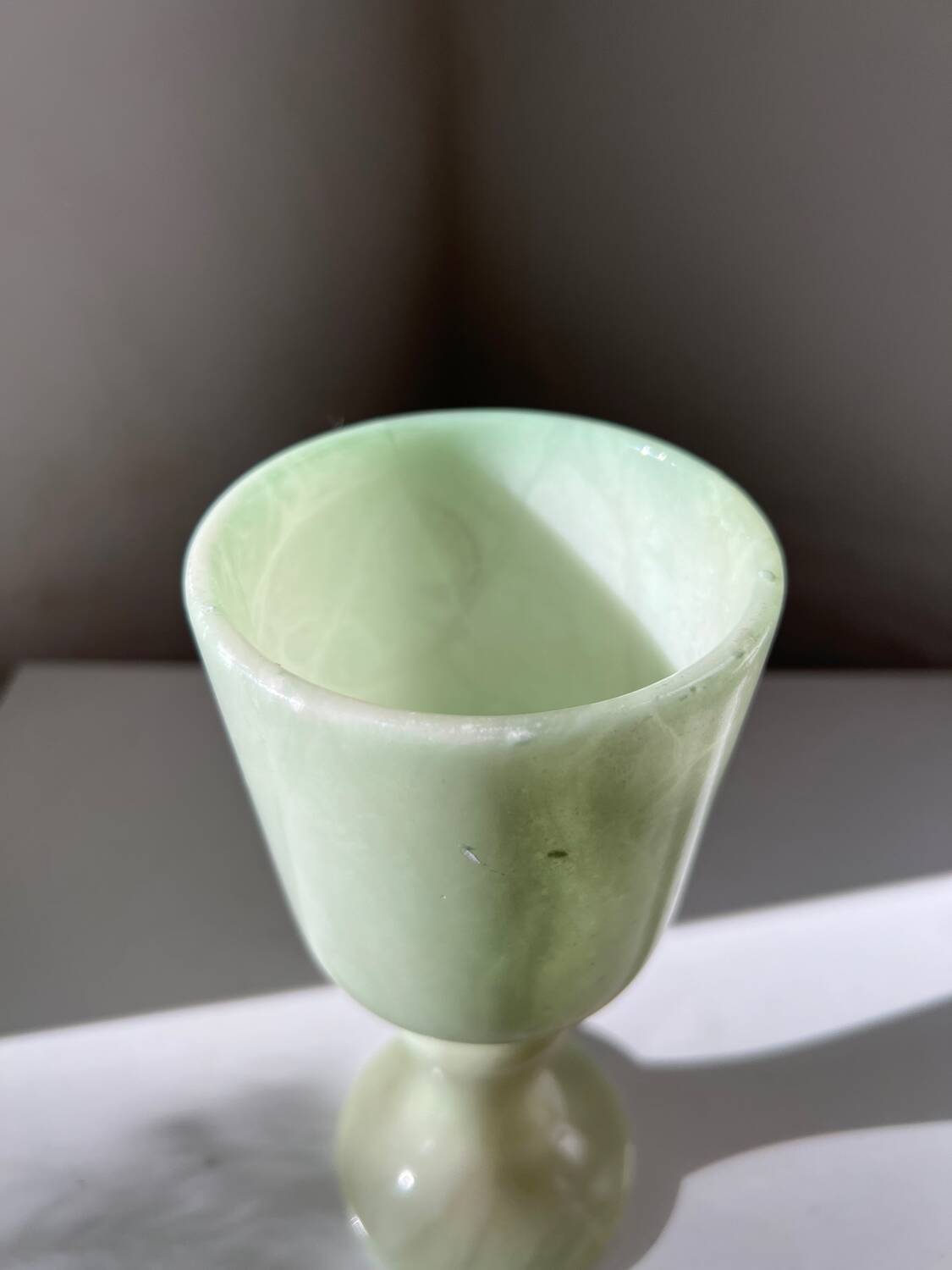 Vintage yellow onyx marble vase/candle holder