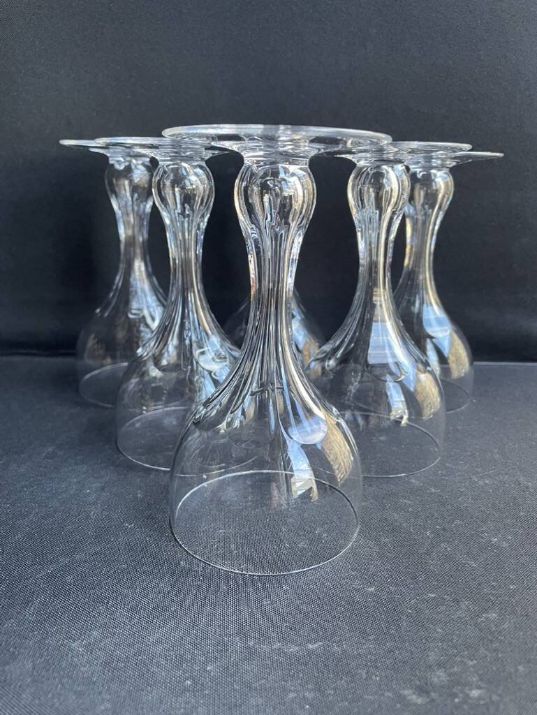 5 hollow foot champagne glasses – bayel cristallerie royale de champagne