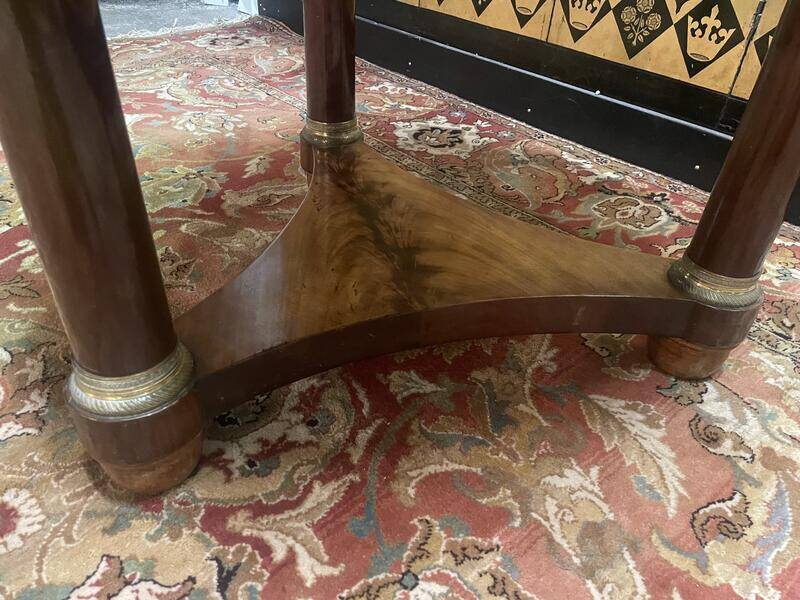 Empire period mahogany and marble pedestal table