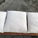 Vintage Yew Wood Bench with 3 Cushions
