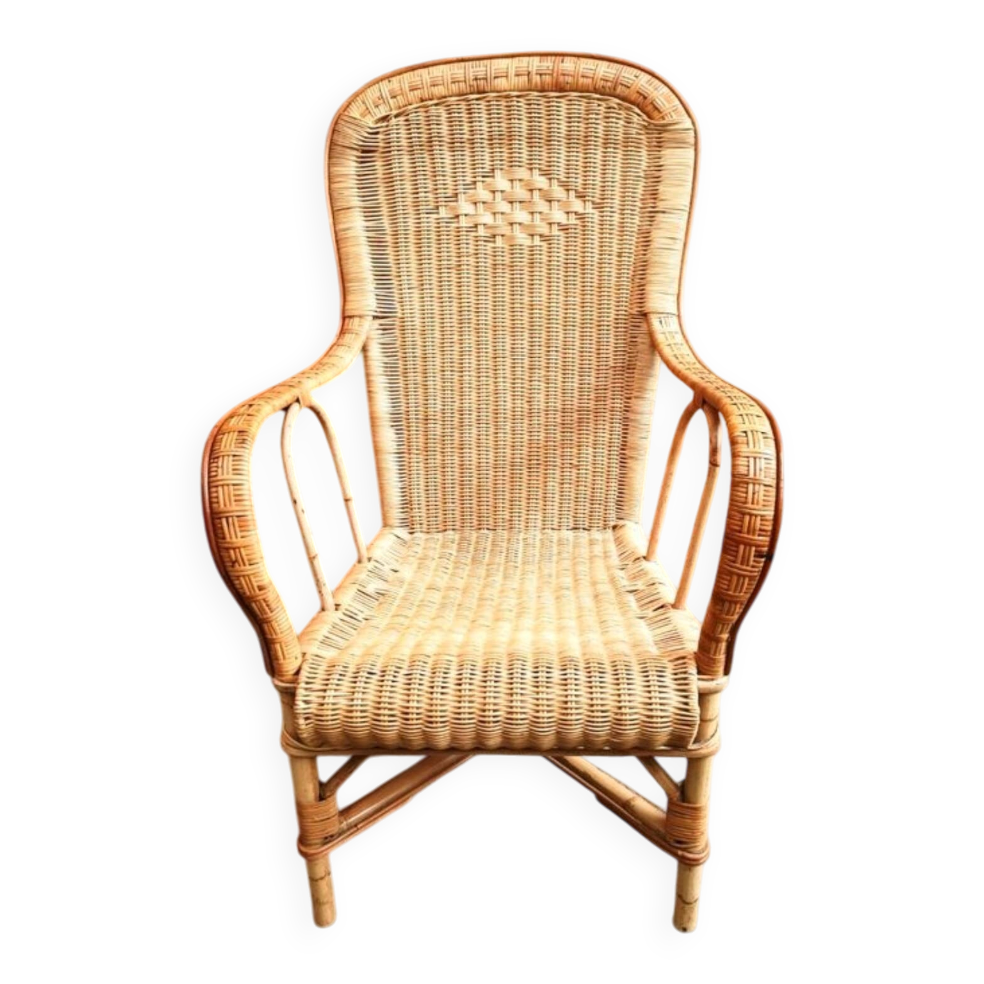 Vintage rattan wicker armchair for adults