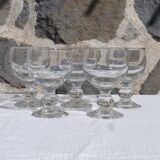 Set of 5 round glasses with glass ball foot