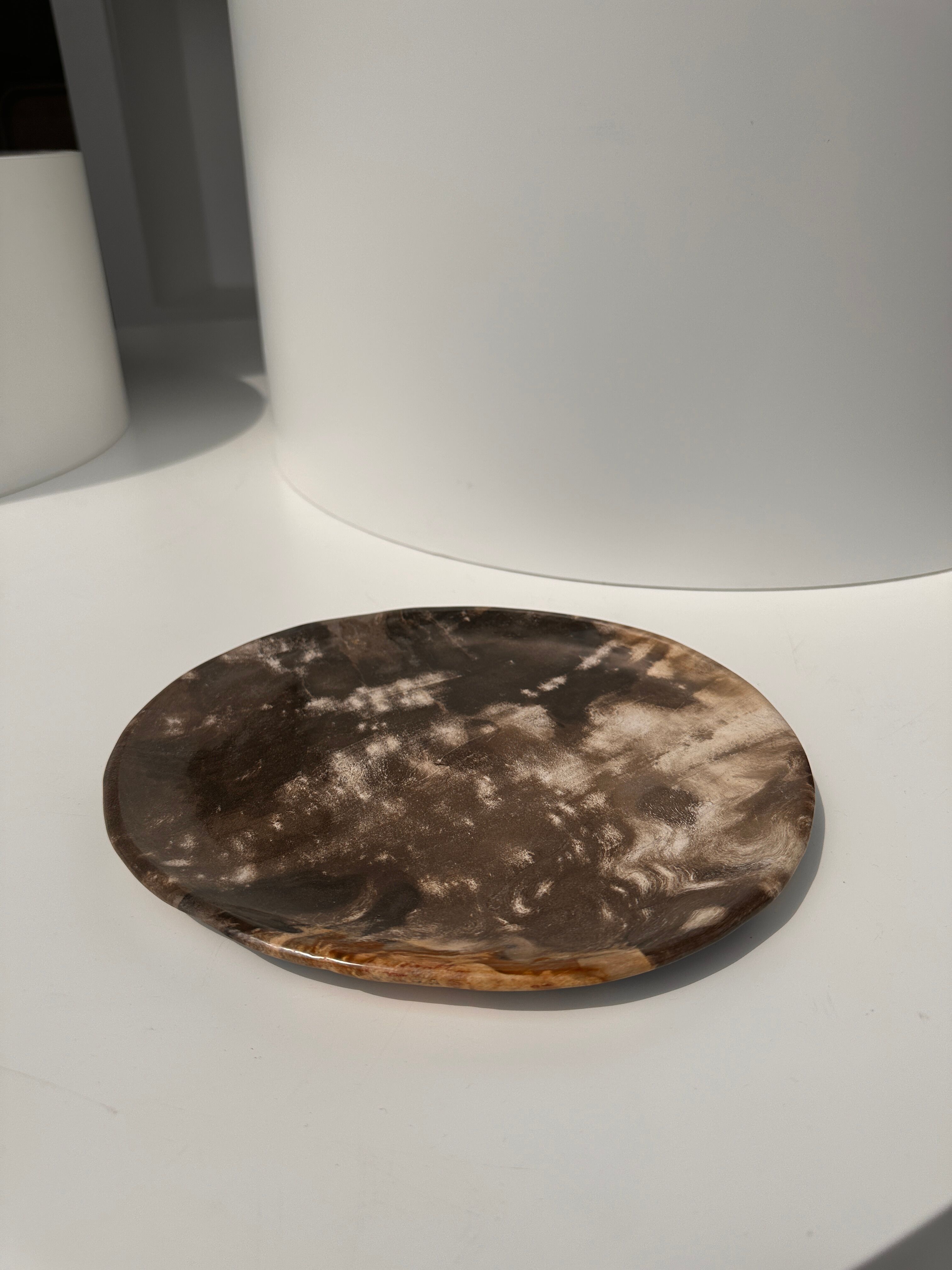 Dish in petrified wood