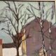 Original Swedish Oil on Canvas - "Landscape with Trees and Buildings" by Ingvar Björk - 1948 - Vintage - Framed - 62 × 48 cm (24.4" × 18.9")