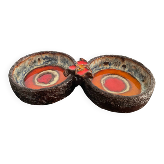 Vintage 1970s glazed ceramic trinket tray