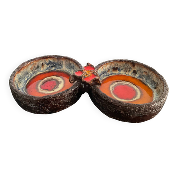 Vintage 1970s glazed ceramic trinket tray
