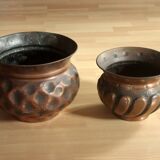 Set of 2 copper planters, vintage from the 60s