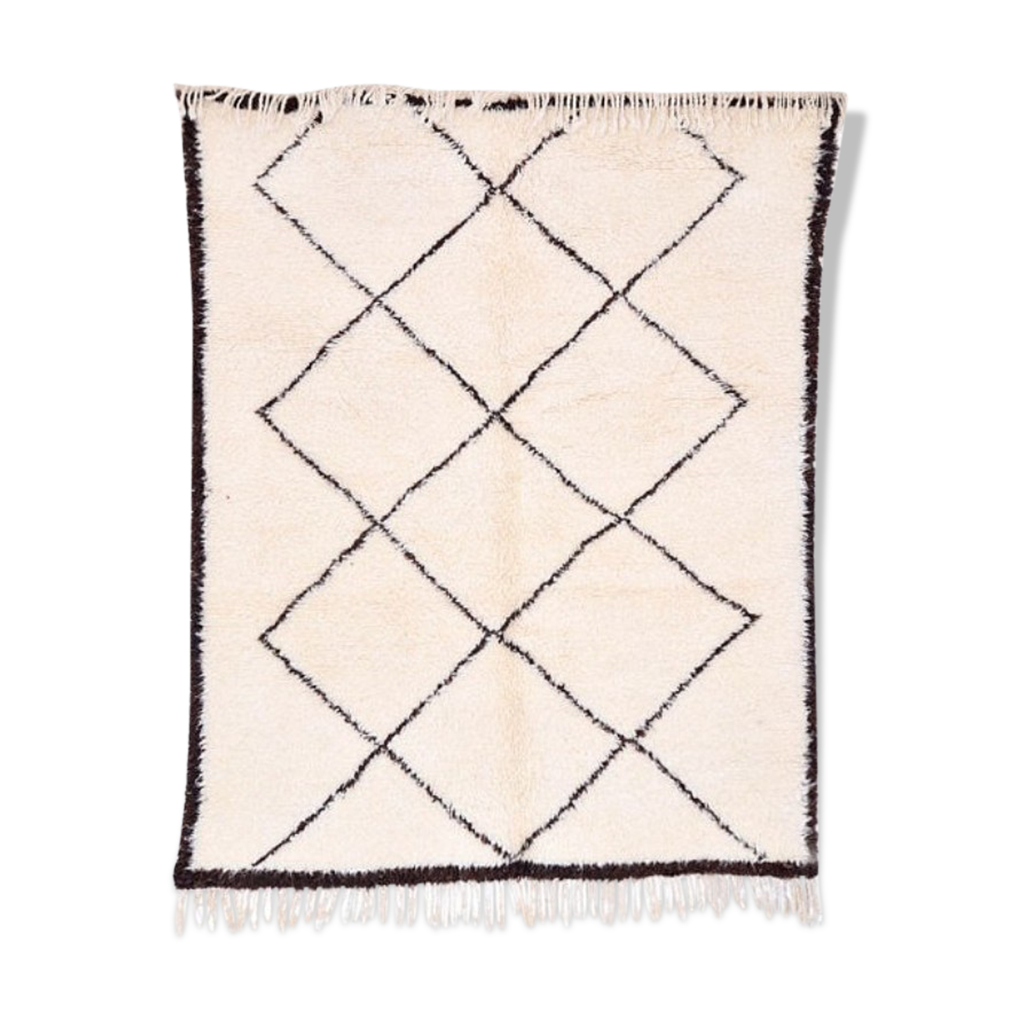 Moroccan Berber carpet handwoven wool + leather ottoman OFFERED