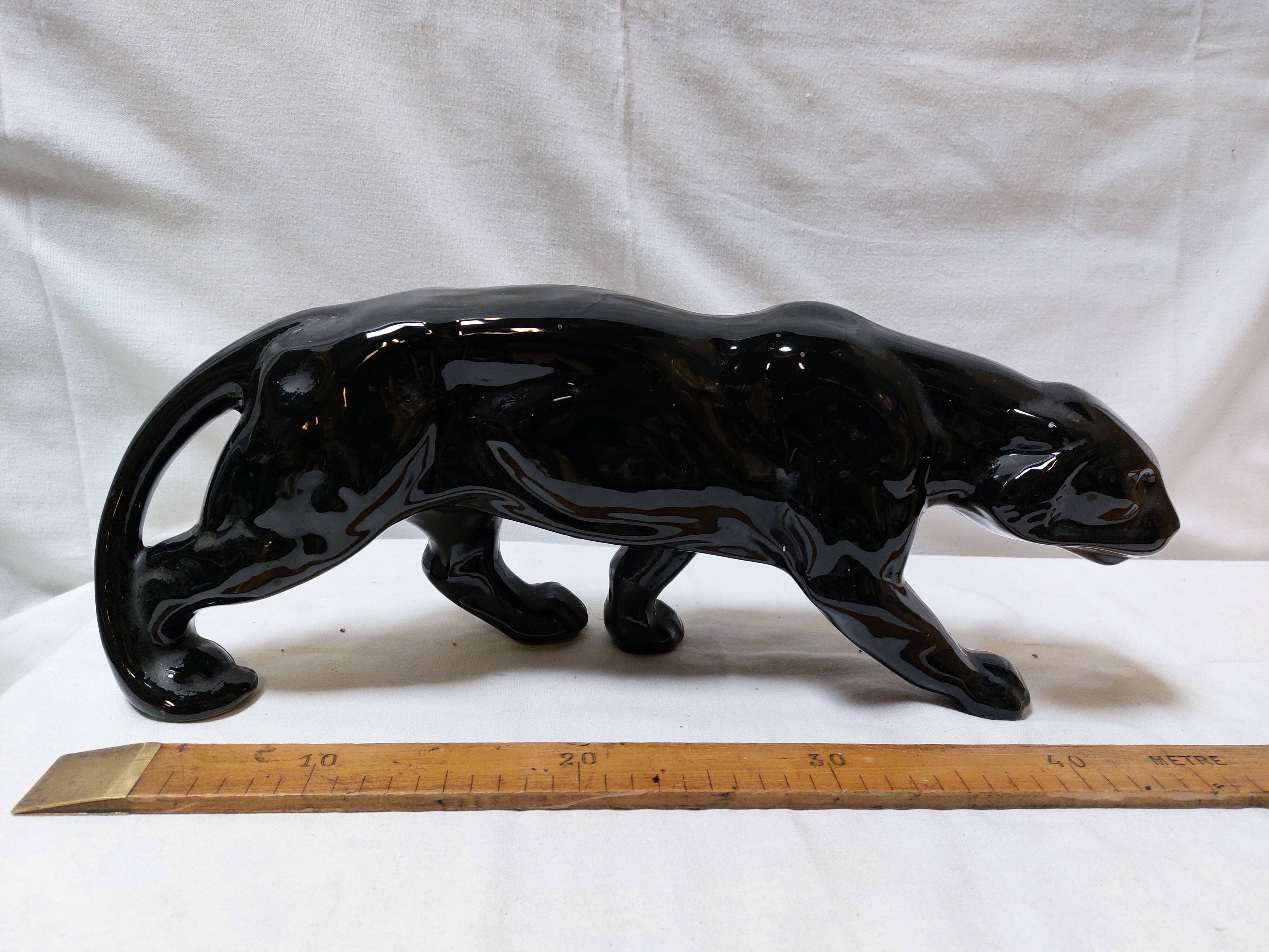Art Deco Style Black Panther Ceramic