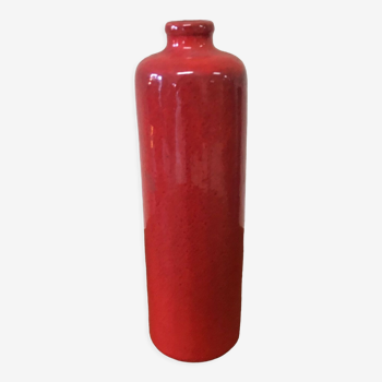 Red stoneware bottle vase - soliflore