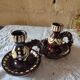 Duo of vintage ceramic candlesticks from Alsace, Obernai