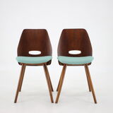 1960s set of four frantisek jirak dining chairs, czechoslovakia
